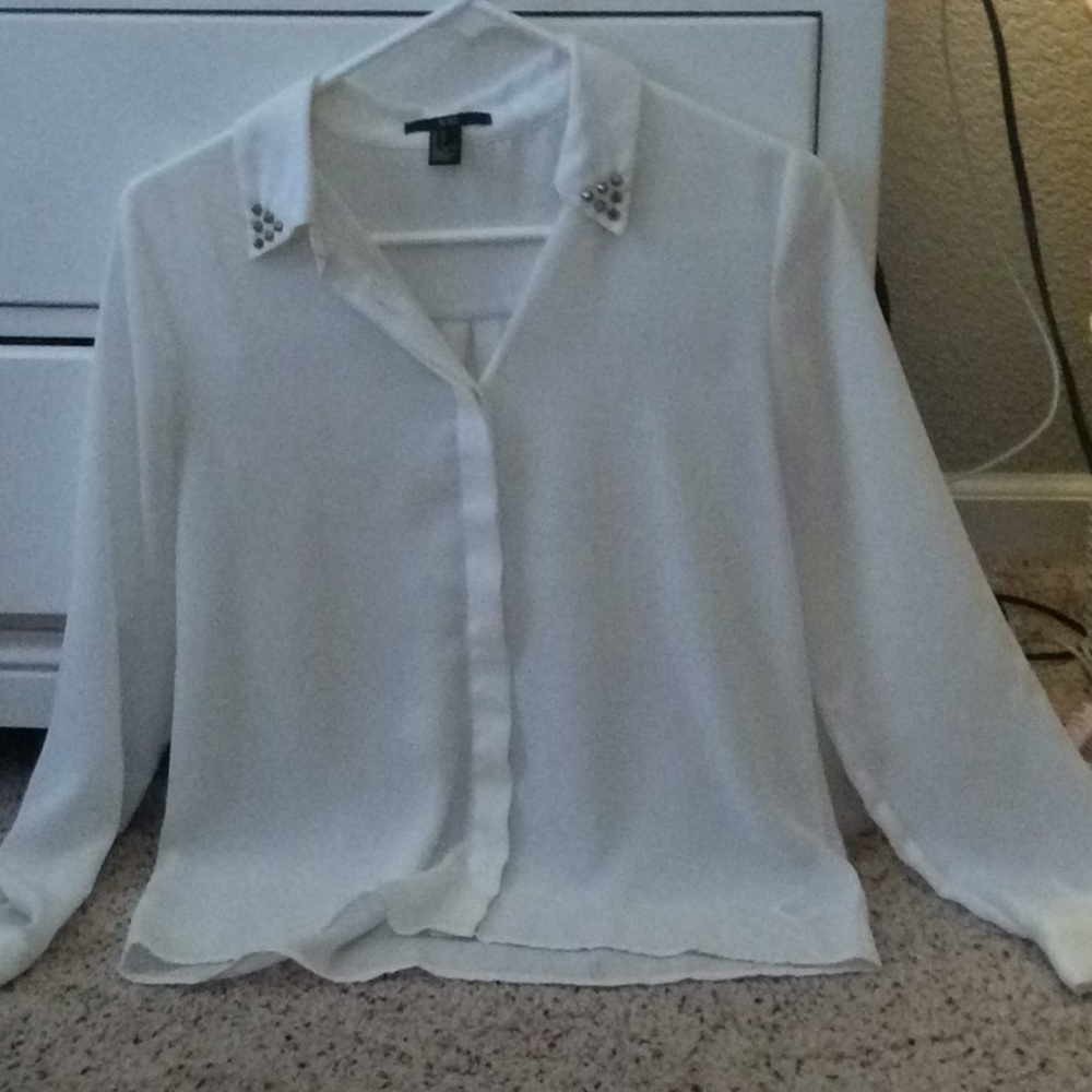 White button up with studs